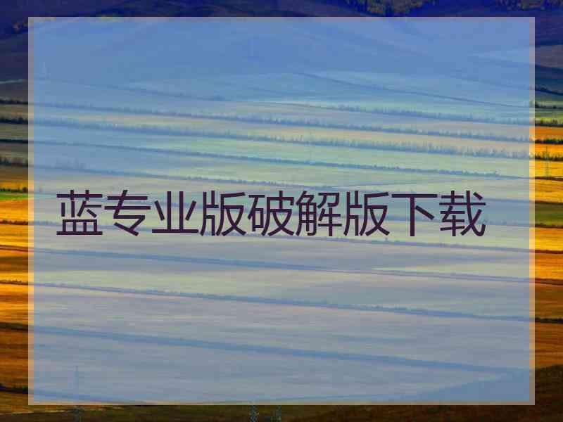 蓝专业版破解版下载 蓝专业版破解版下载